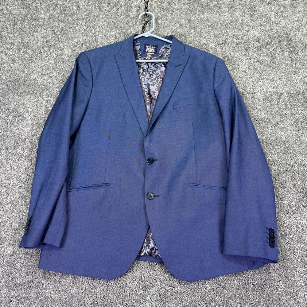 The Savile Row Company Suit Jacket Mens 44R Blue Brixton Stretch Lined Formal